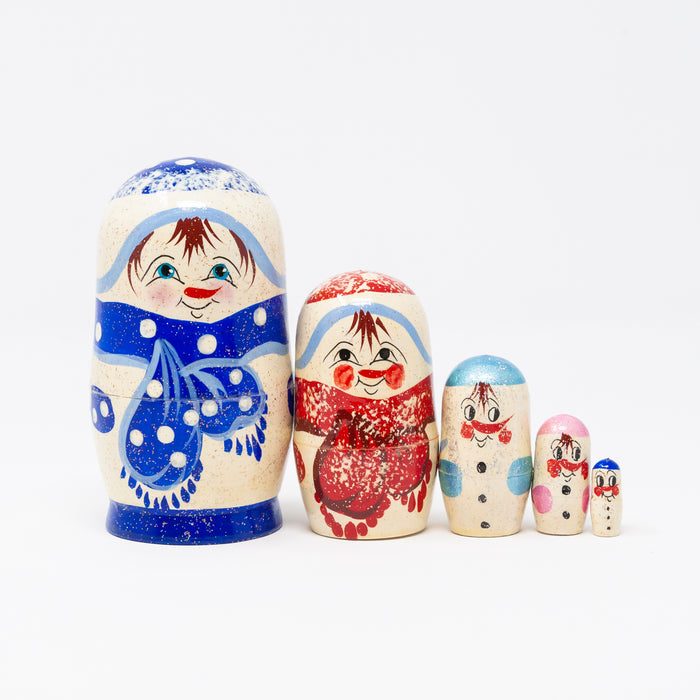 Blue Frosted Snowman Family