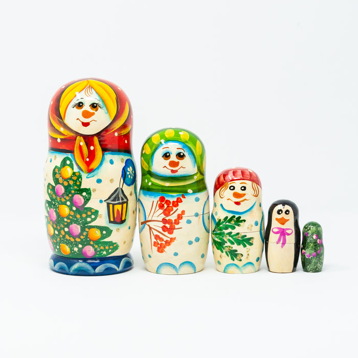 Girl Snow-woman and Family