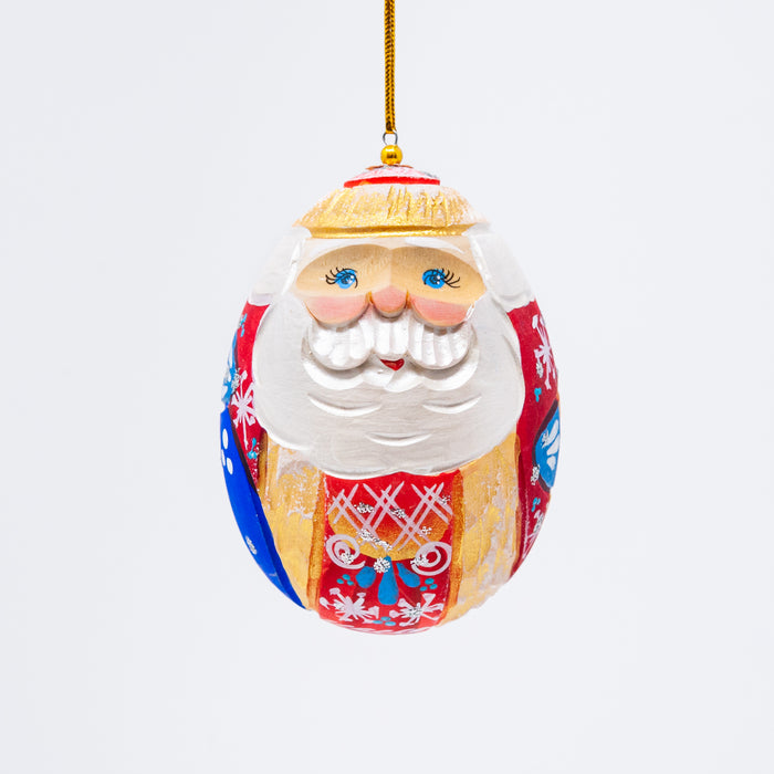 Hand-carved Egg-shaped Grandfather Frost Ornament