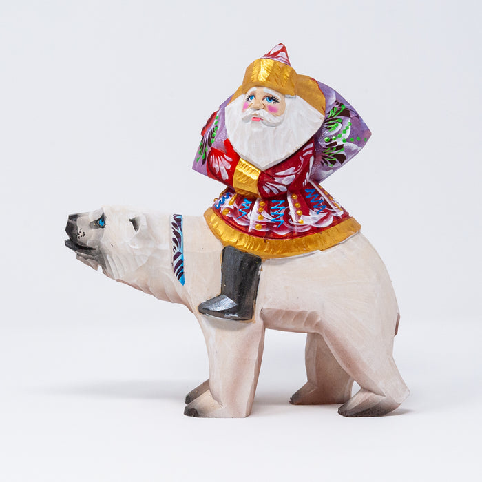 Hand-carved Grandfather Frost Riding a Polar Bear