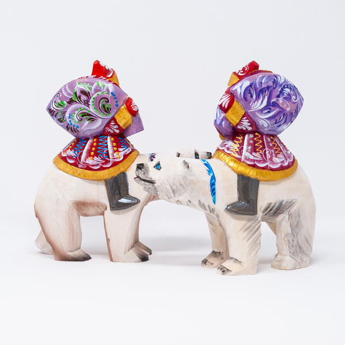 Hand-carved Grandfather Frost Riding a Polar Bear