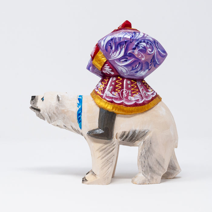 Hand-carved Grandfather Frost Riding a Polar Bear