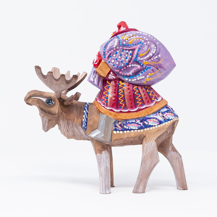 Hand-carved Grandfather Frost Riding a Moose