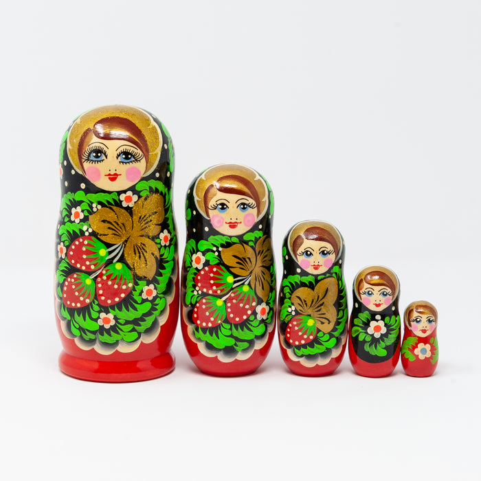 Folk Artisan Strawberry Doll – Set of 5