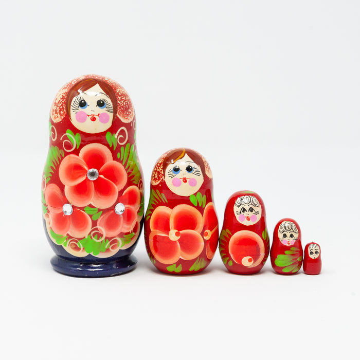 Floral Folk Artisan Doll – Set of 5 (Multiple Colour Options)