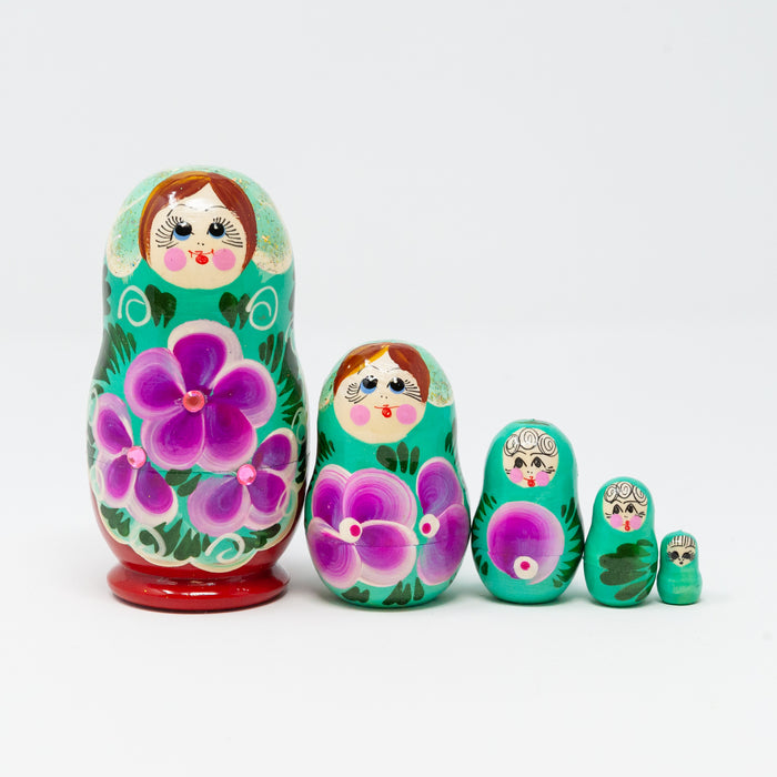 Floral Folk Artisan Doll – Set of 5 (Multiple Colour Options)