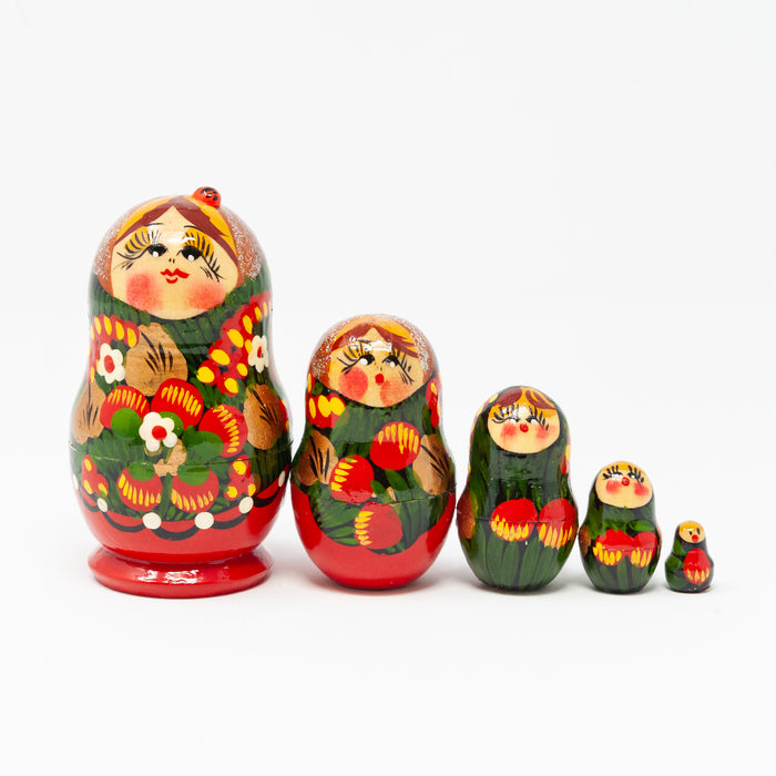 Folk Artisan Doll with a Ladybug – Set of 5