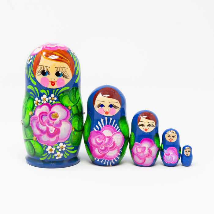 Bright Floral Folk Artisan Doll – Set of 5 (Multiple Colour Options)