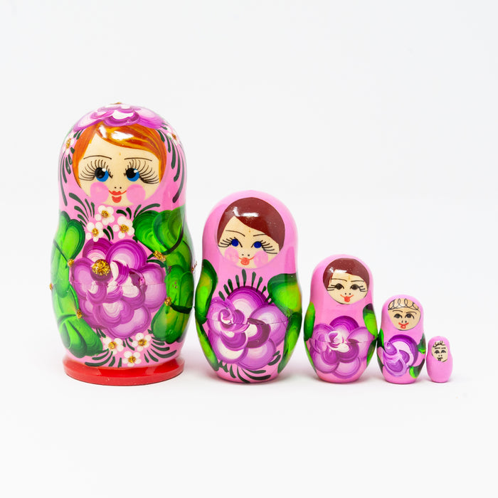 Bright Floral Folk Artisan Doll – Set of 5 (Multiple Colour Options)