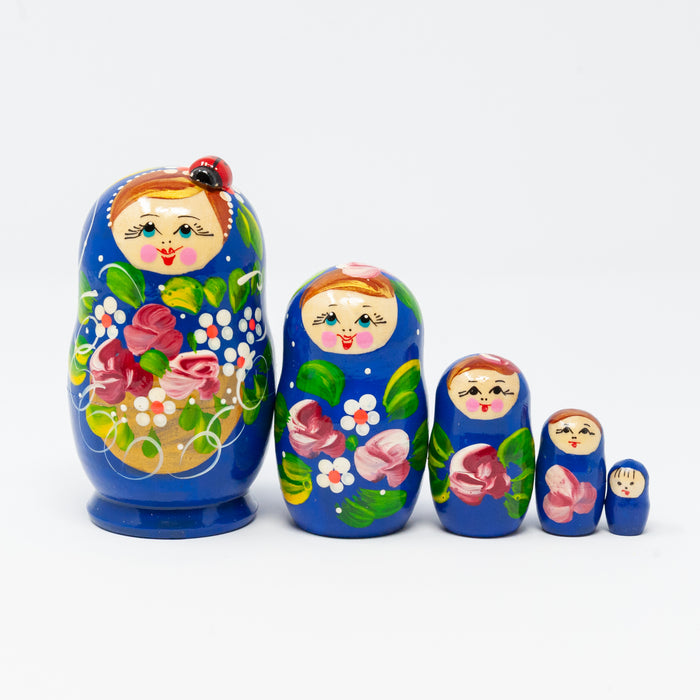 Folk Artisan Doll with a Ladybug – Set of 5 (Multiple Colour Options)