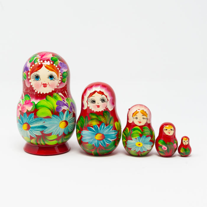 Folk Artisan Floral Doll – Set of 5 (Multiple Colour Options)