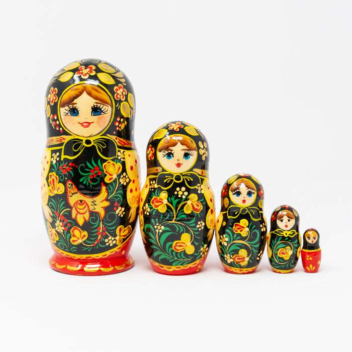 Artisanal Floral Doll with Golden Accents – Set of 5