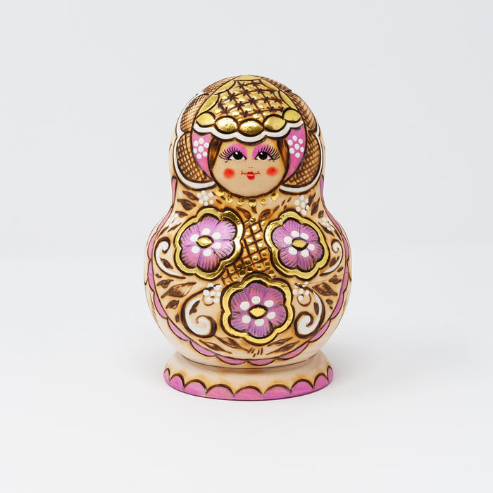 Wood-burned Ornamental Doll  with Floral Designs – Set of 10