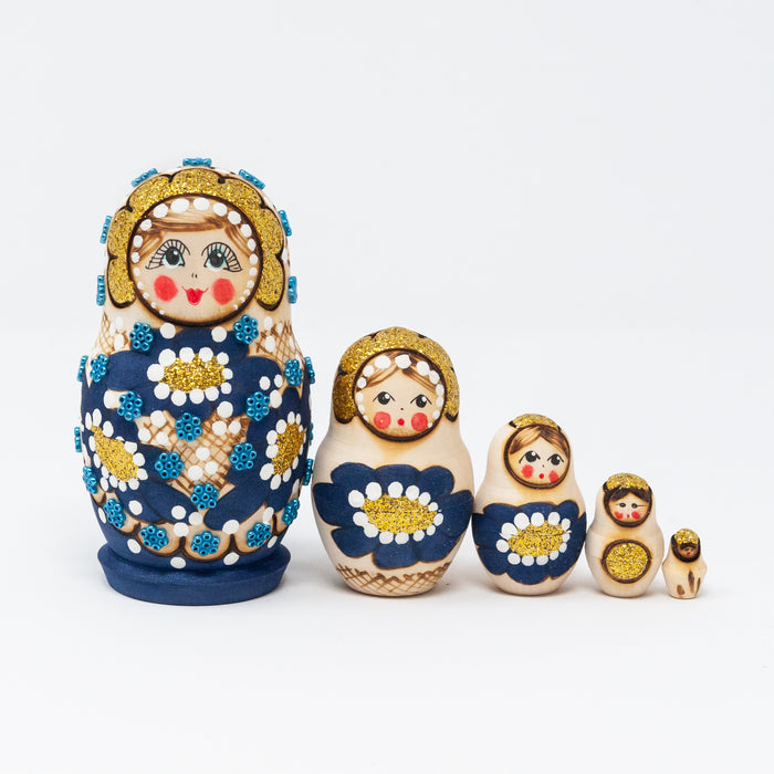 Small Wood-burned Dolls with Bead Accents – Sets of 5 (Multiple Colour Options)