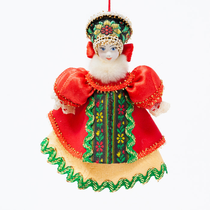 Winter Costume Doll Ornament (Red Colour Palette)