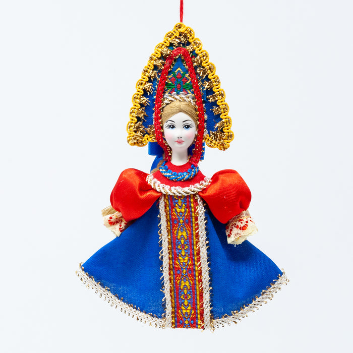 Russian Costume Doll Ornament (Blue Colour Palette)
