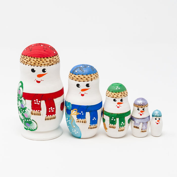 Multi-coloured Snowman Family