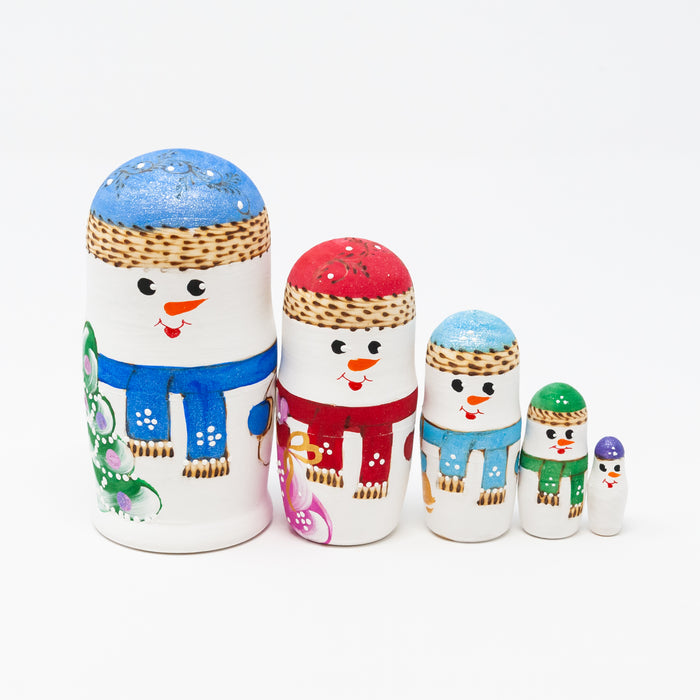 Multi-coloured Snowman Family