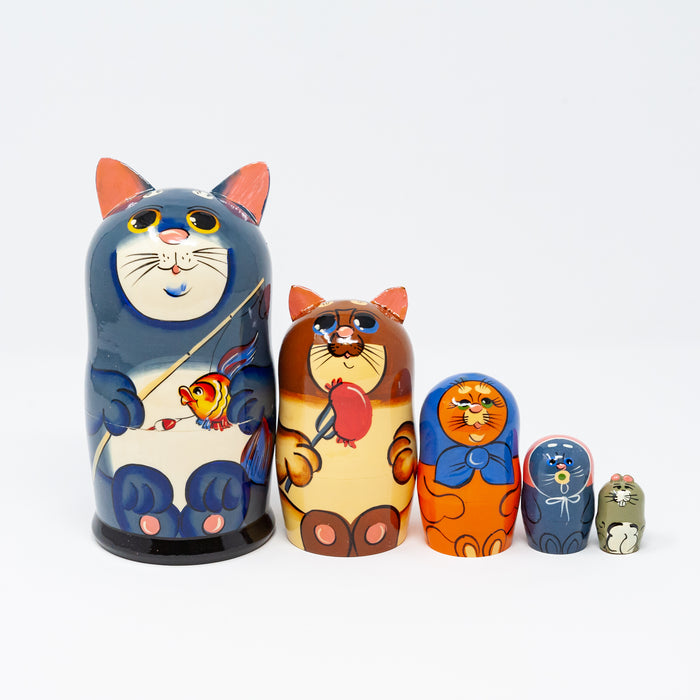 Grey Cat Family – Set of 5 (Large)