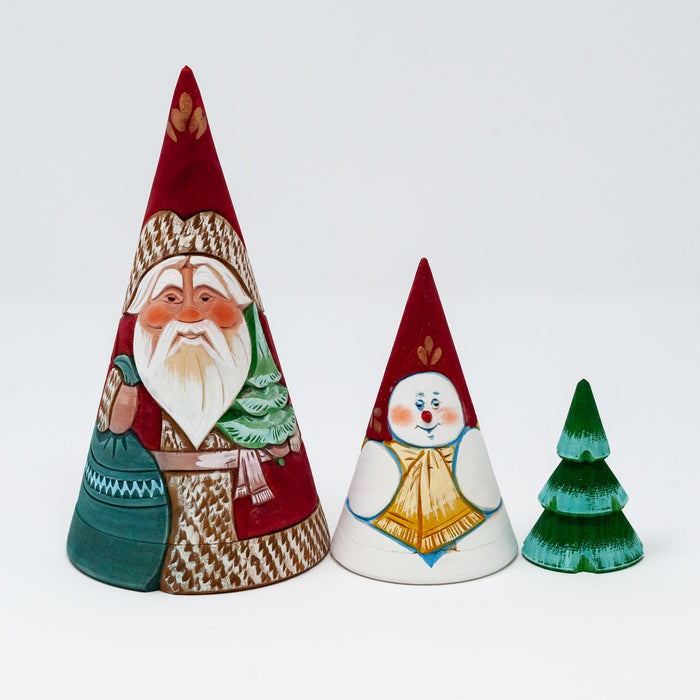 Hand-carved  Conical Grandfather Frost (Two Design Options)
