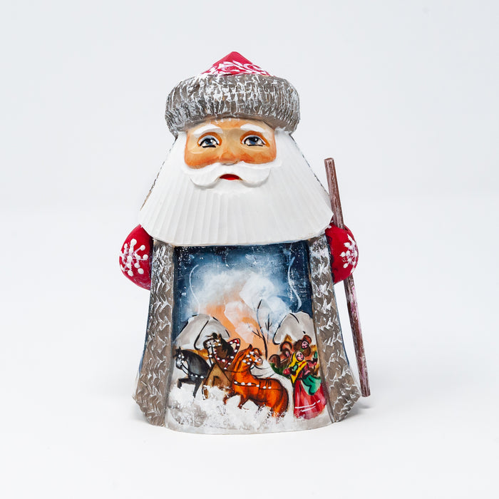 Hand-carved  Grandfather Frost with a Painted Troika