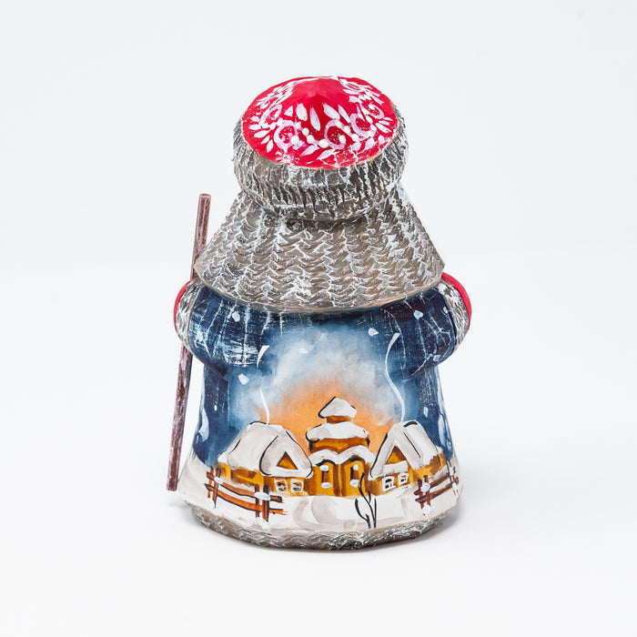 Hand-carved  Grandfather Frost with a Painted Troika