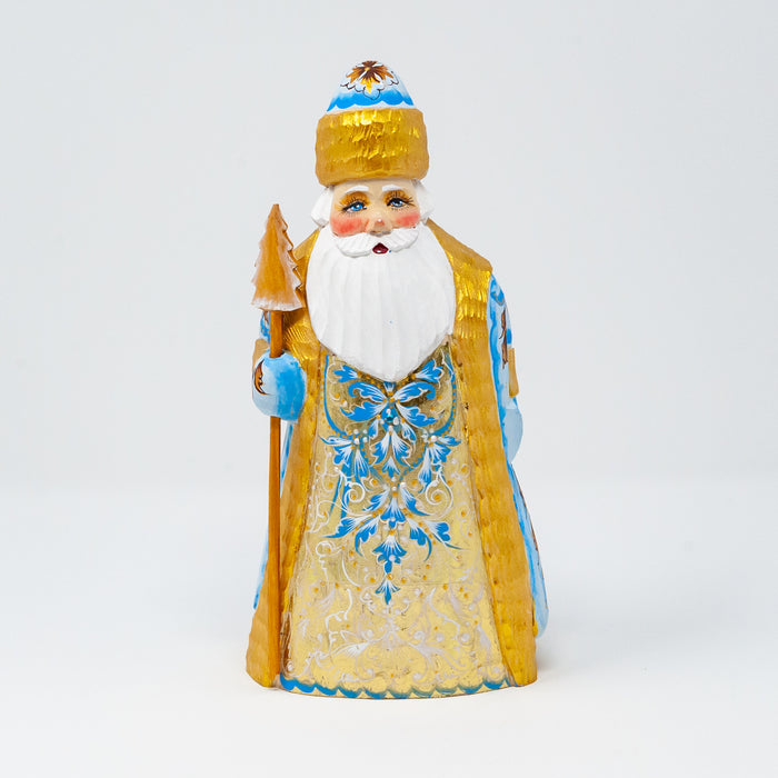 Hand-carved  Blue and Gold Grandfather Frost