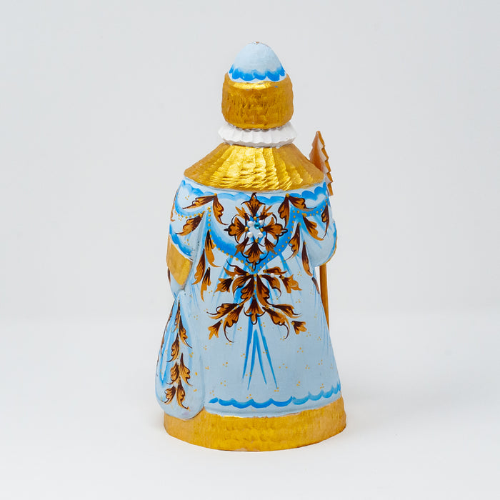 Hand-carved  Blue and Gold Grandfather Frost