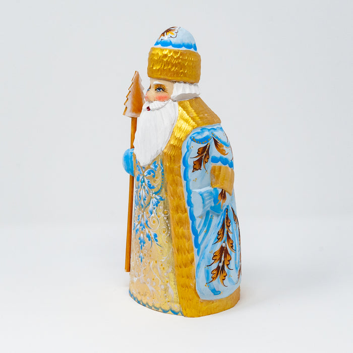 Hand-carved  Blue and Gold Grandfather Frost