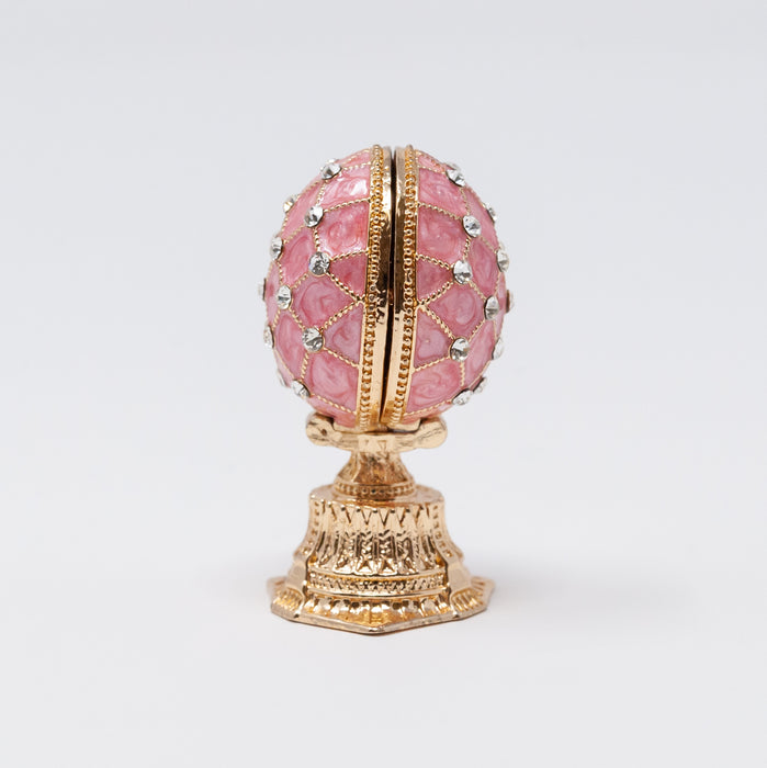 Mini Pink Imperial Faberge Egg Replica with Cathedral