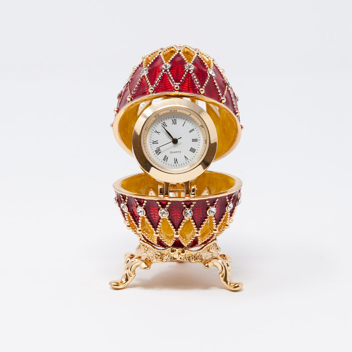 Red Imperial Faberge Egg Replica with Watch