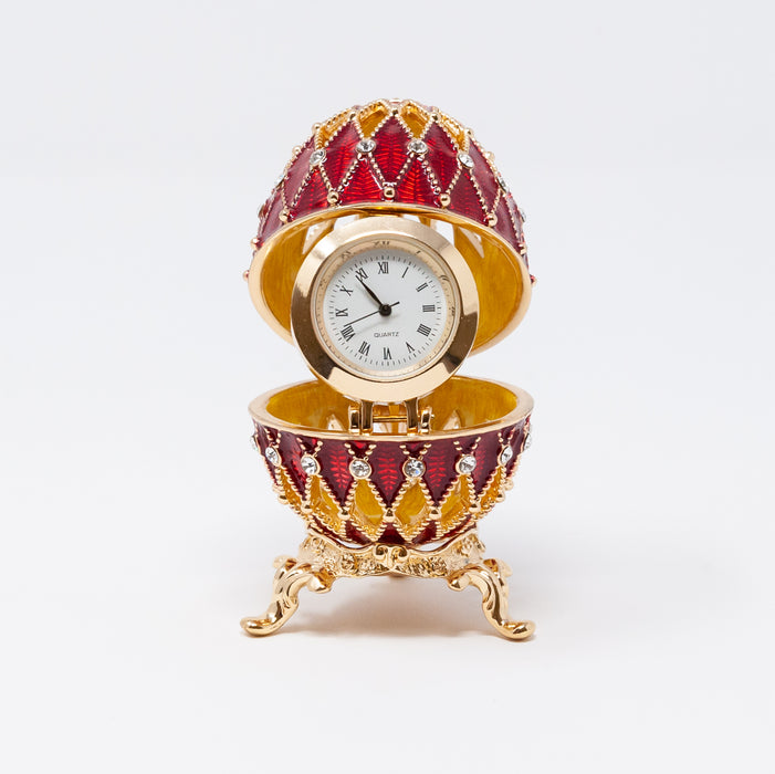 Red Imperial Faberge Egg Replica with Watch