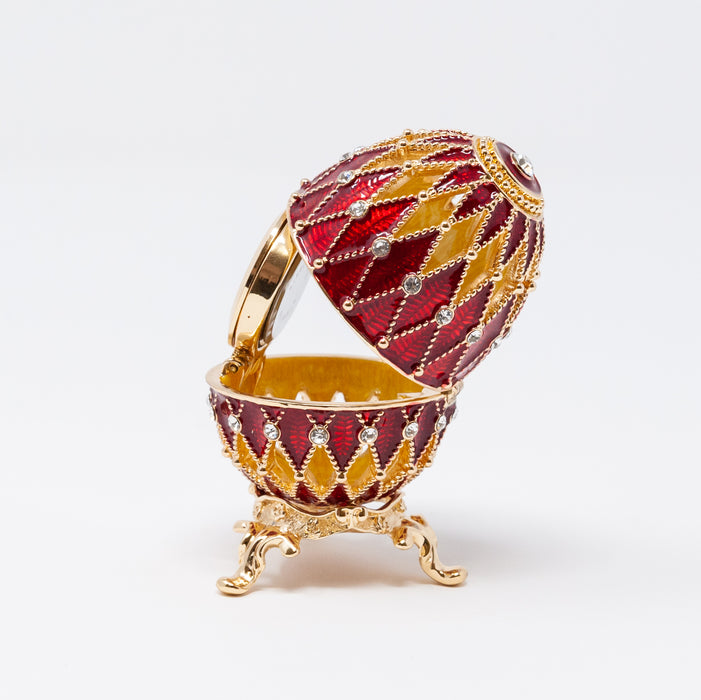 Red Imperial Faberge Egg Replica with Watch