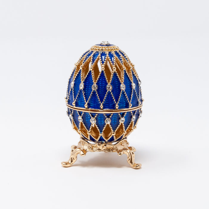 Blue Imperial Faberge Egg Replica with Watch