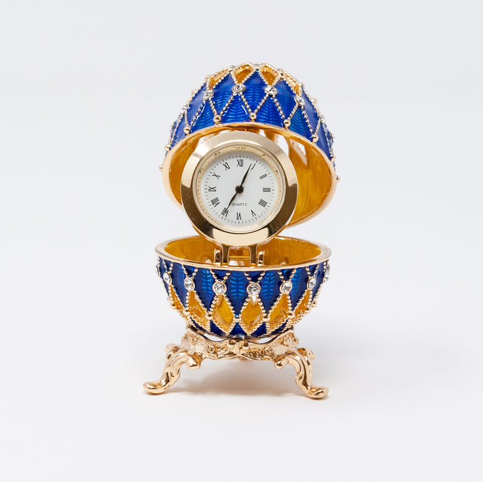 Blue Imperial Faberge Egg Replica with Watch