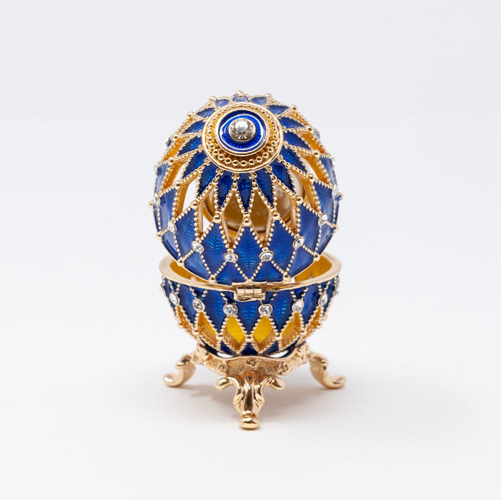 Blue Imperial Faberge Egg Replica with Watch