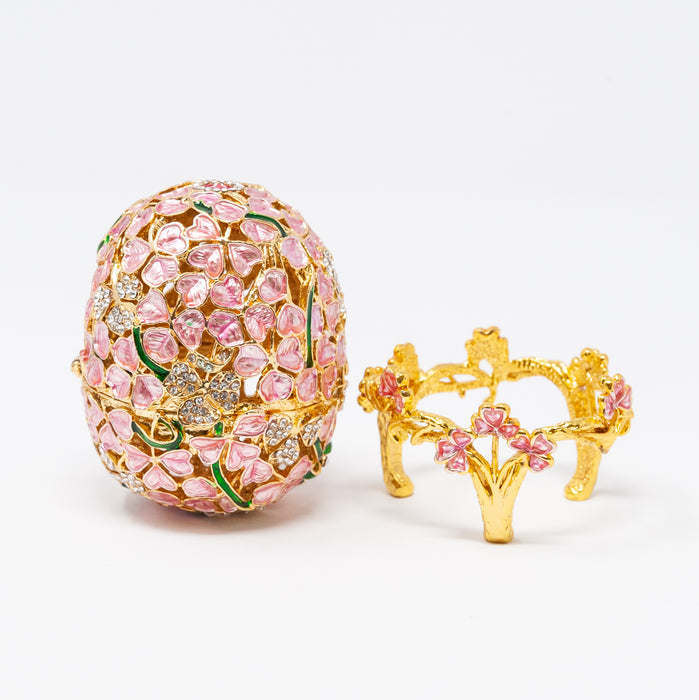 Pink Clover Leaf Imperial Faberge Egg Replica