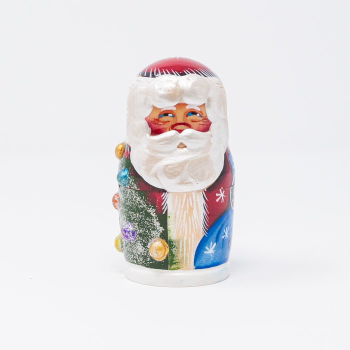 Burgundy Santa with a Pearl Beard