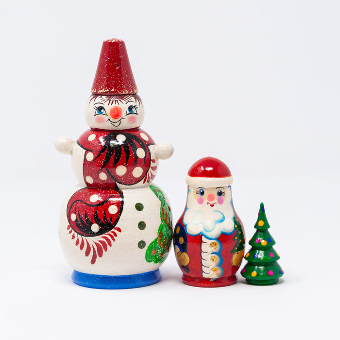 Snowman with Santa and a Christmas Tree (Multiple Colour Options)
