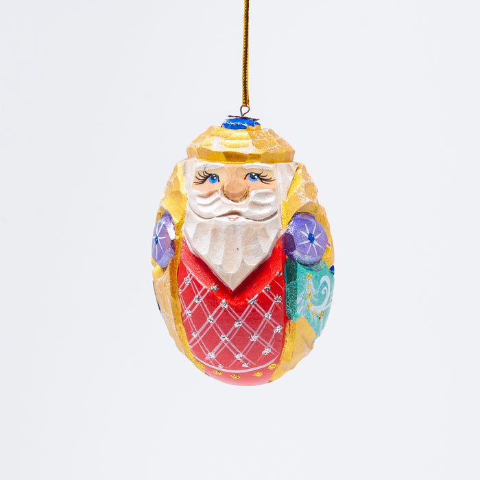 Hand-carved Egg-shaped Grandfather Frost Ornament (Two Colour Options)