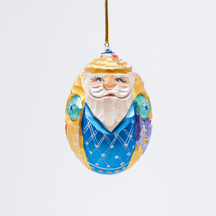 Hand-carved Egg-shaped Grandfather Frost Ornament (Two Colour Options)