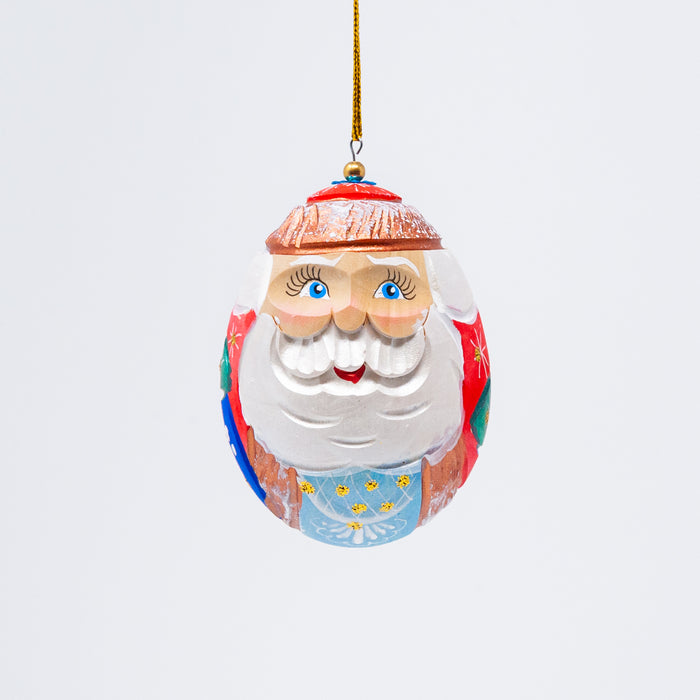 Hand-carved  Egg-shaped Grandfather Frost Ornament (Two Colour Options)