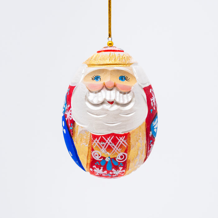 Hand-carved  Egg-shaped Grandfather Frost Ornament
