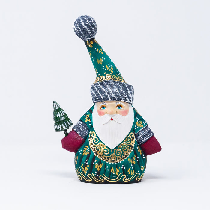 Tall Hat Green Hand-carved  Grandfather Frost