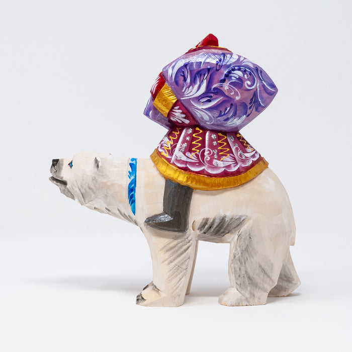 Hand-carved  Grandfather Frost Riding a Polar Bear
