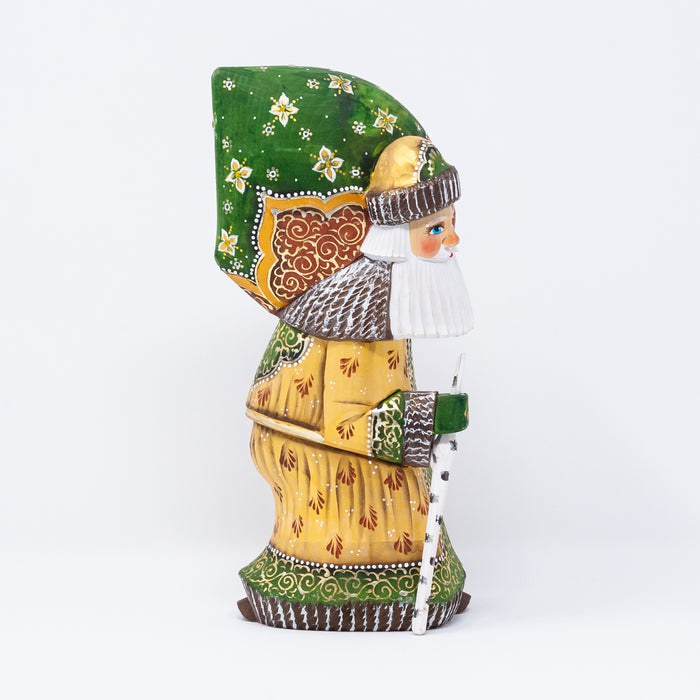 Hand-carved  Green and Gold Grandfather Frost