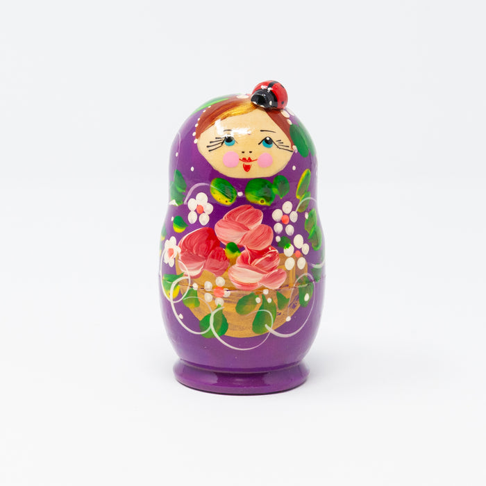 Folk Artisan Doll with a Ladybug – Set of 5 (Multiple Colour Options)