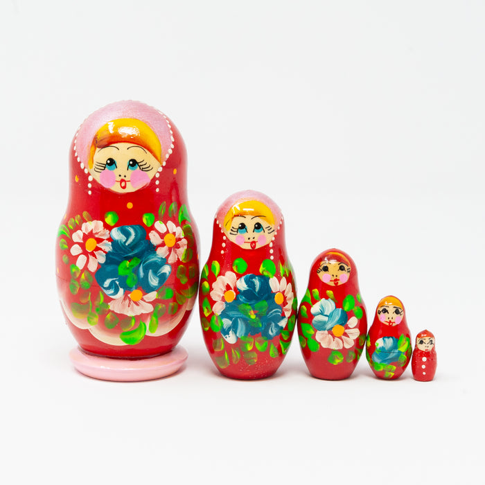 Summer Bouquet Folk Artisan Doll – Set of 5 (Multiple Colour Options)