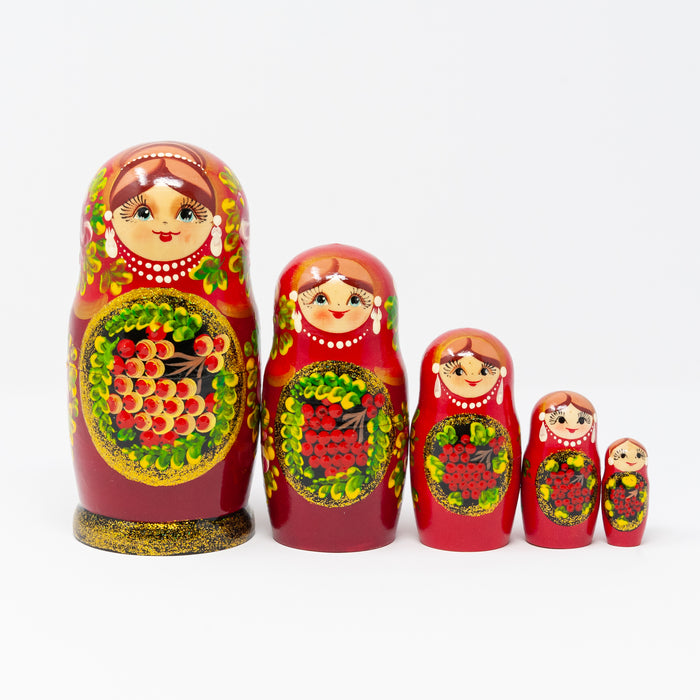 Artisanal Floral Doll with Rowan Berry Design – Set of 5