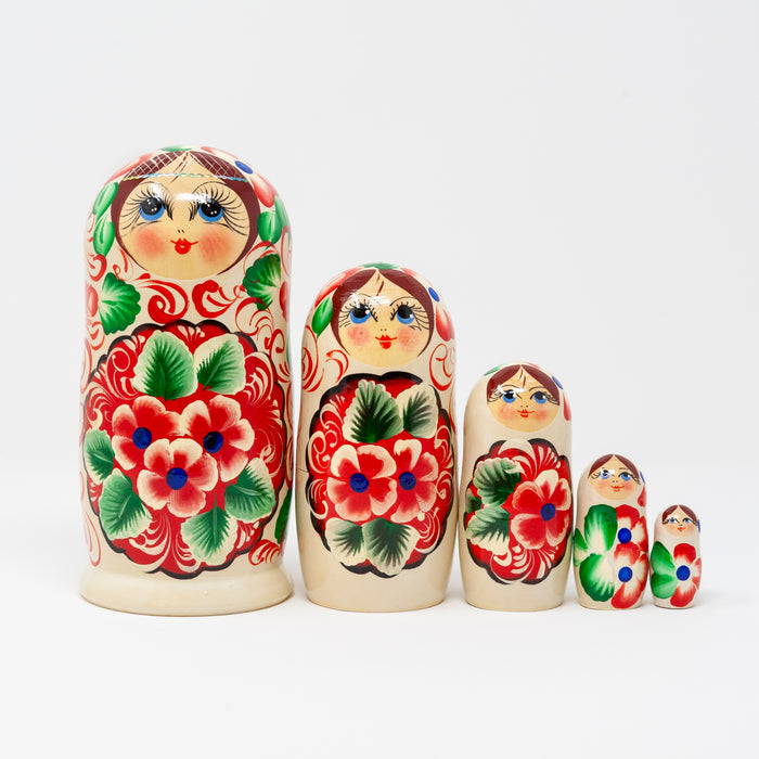 Artisanal Bright Floral Doll – Set of 5